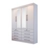 Guarda Roupa Solteiro Com Espelho, 04 Portas E 8 Gavetas Mônaco Branco - 1