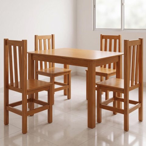 Conjunto Mesa de Jantar 90 x 75 cm com 4 Cadeiras - Mel