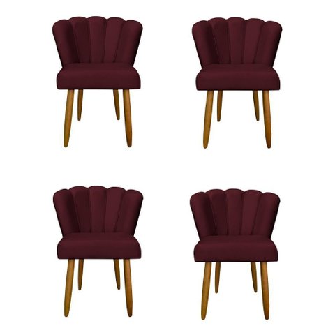Kit 4 Cadeiras de Jantar Moderna Flor Balaqui Decor Bordo
