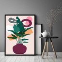 Ver imagem 2 de Quadro Decorativo Abstrato Vaso Plantas - 70x50cm:moldura Branca