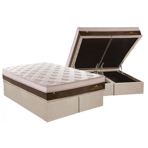Cama Box Baú King: Colchão Molas Masterpocket Ensacadas Plumatex Personalle + Base Clean(193x203)