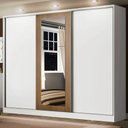 Ver imagem 1 de Guarda-Roupa Casal 100% MDF Madesa Eros 3 Portas de Correr com Espelho Branco/Branco/Rustic Cor:Bran