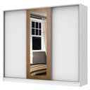 Ver imagem 2 de Guarda-Roupa Casal 100% MDF Madesa Eros 3 Portas de Correr com Espelho Branco/Branco/Rustic Cor:Bran