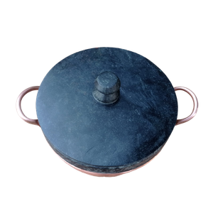 Panela em Pedra Sabão com Alça de Cobre Número 8 Curada
