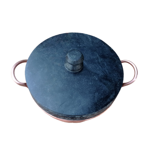 Panela em Pedra Sabão com Alça de Cobre Número 8 Curada