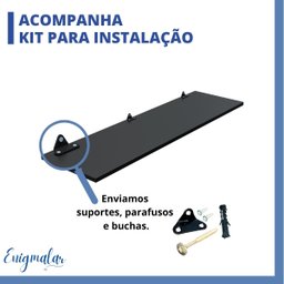 Kit 4 Prateleira Preta 50X30 + Suporte Flutuante Mdf  Organizadora Decoração Cozinha Banheiro Sala - 4
