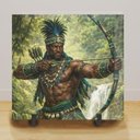 Ver imagem 2 de Quadro Azulejo Decorativo de Mesa Oxossi Umbanda Religioso