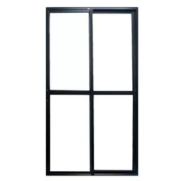 Porta de Alumínio de Correr 2 Folhas Com Trinco Lado Esquerdo 210x120 Preto Allo Esquadrias - 1
