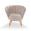 Ver imagem 3 de kit 02 Poltronas Pétala Decorativa para Sala e Quarto Pés Palito Veludo - W&D - Bege