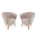 Ver imagem 2 de kit 02 Poltronas Pétala Decorativa para Sala e Quarto Pés Palito Veludo - W&D - Bege
