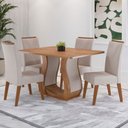 Ver imagem 1 de Mesa de Jantar 4 Lugares Opala Mel/bege - Viero Móveis