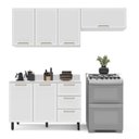 Ver imagem 2 de Cozinha Amara 3 Peças 200x224,5cm Armários Aéreos Balcão 2 Portas com Tampo Branco 250087