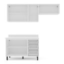 Ver imagem 5 de Cozinha Amara 3 Peças 200x224,5cm Armários Aéreos Balcão 2 Portas com Tampo Branco 250087