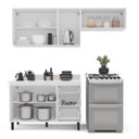 Ver imagem 4 de Cozinha Amara 3 Peças 200x224,5cm Armários Aéreos Balcão 2 Portas com Tampo Branco 250087