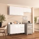 Ver imagem 1 de Cozinha Amara 3 Peças 200x224,5cm Armários Aéreos Balcão 2 Portas com Tampo Branco 250087
