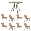 Ver imagem 1 de Conjunto Mesa Prime em Alumínio Ripado 1,00m com 8 Cadeiras Corda Náutica Bege