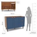 Ver imagem 3 de Balcão 2 Portas 3 Gavetas 120 cm Pérola Yescasa Azul/Freijó