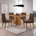 Ver imagem 1 de Mesa de Jantar Olímpia 90cm Mdf Canto Copo e com 4 Cadeiras Safira