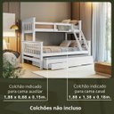 Ver imagem 3 de Treliche com Cama Casal Madeira Maciça e Aux Solteiro com Gavetas Woodstore