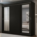 Ver imagem 1 de Guarda-Roupa Casal Madesa Kansas 3 Portas de Correr com Espelhos 3 Gavetas Preto Cor:Preto