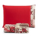 Ver imagem 1 de Jogo de Lençol Solteiro 2 Peças 180 Fios Algodão Estampado:floral-vermelho
