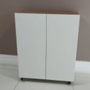 Ver imagem 2 de Armário Mini Despensa 2 Portas – Ideal para Cozinha Pequena – Branco com Tampo Amadeirado (freijó)