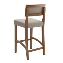 Kit 2 Banquetas Comfot Alta Bar Luxo Pés em Madeira Maciça Área Gourmet Balcão Sacada Hall Cor Bege - 4