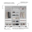 Ver imagem 3 de Roupeiro Porto 3 Portas de Correr 4 Gavetas 217x213cm Branco/Creme 240828