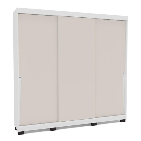 Roupeiro Porto 3 Portas de Correr 4 Gavetas 217x213cm Branco/Creme 240828