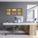 Ver imagem 4 de Tríptico - Quadros Decorativos Abstratos Dourado Grande:Madeira