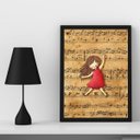 Ver imagem 1 de Quadro Infantil Música Menina com Partitura 24x18cm:madeira Preta