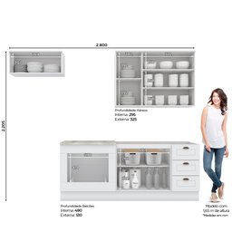 Cozinha Compacta 04 Peças com Aéreo Geladeira Amy Casa 812 - 2