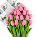 Ver imagem 4 de 10 Unidades Buque de Tulipas Real Ao Toque Rosa Delicadas