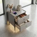 Ver imagem 3 de Mesa de Cabeceira Multifuncional Smart Vision: Carregador por Indução, Led Automático e Soft Close C