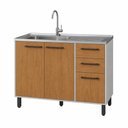 Ver imagem 1 de Balcão Gabinete para Pia 120 cm 3 Portas 2 Gavetas Granada Cor Snow/Nature Casamia