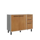 Ver imagem 2 de Balcão Gabinete para Pia 120 cm 3 Portas 2 Gavetas Granada Cor Snow/Nature Casamia