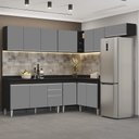 Ver imagem 2 de Armário de Cozinha Modulado de Canto 7 Peças Cp23 Balcão com Tampo Preto/cinza - Lumil Lumil Móveis