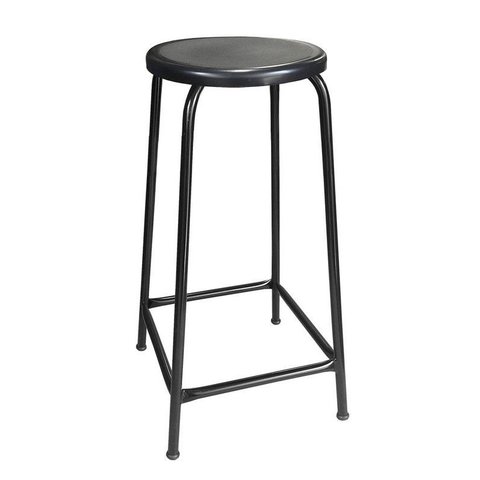 Banco de Metal Assento Plástico Preto Empilhável e 65cm Altura