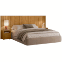 Ver imagem 1 de Cabeceira de Cama 100% MDF Extensível com Mesa de Cabeceira Fiori Cumaru