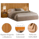 Ver imagem 3 de Cabeceira de Cama 100% MDF Extensível com Mesa de Cabeceira Fiori Cumaru