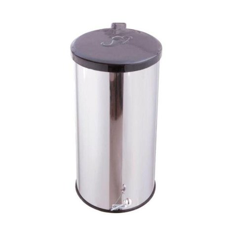 Lixeira Redonda Inox Com Pedal Esfera Tampa Plástica 20L