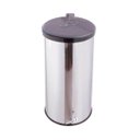 Ver imagem 1 de Lixeira Redonda Inox Com Pedal Esfera Tampa Plástica 20L