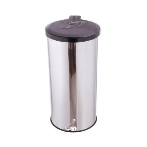 Lixeira Redonda Inox Com Pedal Esfera Tampa Plástica 35L