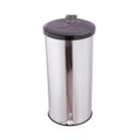 Ver imagem 1 de Lixeira Redonda Inox Com Pedal Esfera Tampa Plástica 35L