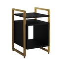 Ver imagem 3 de Mesa de Cabeceira Industrial Marrocos Ferro Dourado e Tampo Preto