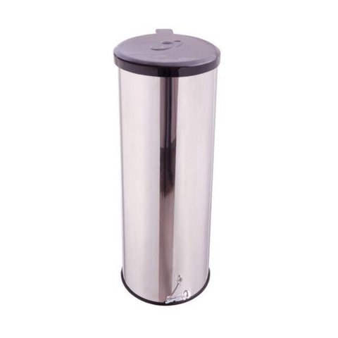 Lixeira Redonda Inox Com Pedal Esfera Tampa Plástica 30L
