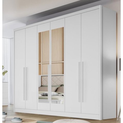 Guarda Roupa Casal Vertice New 6 Portas 6 Gavetas com Espelho Nh Rei de Casa Neve