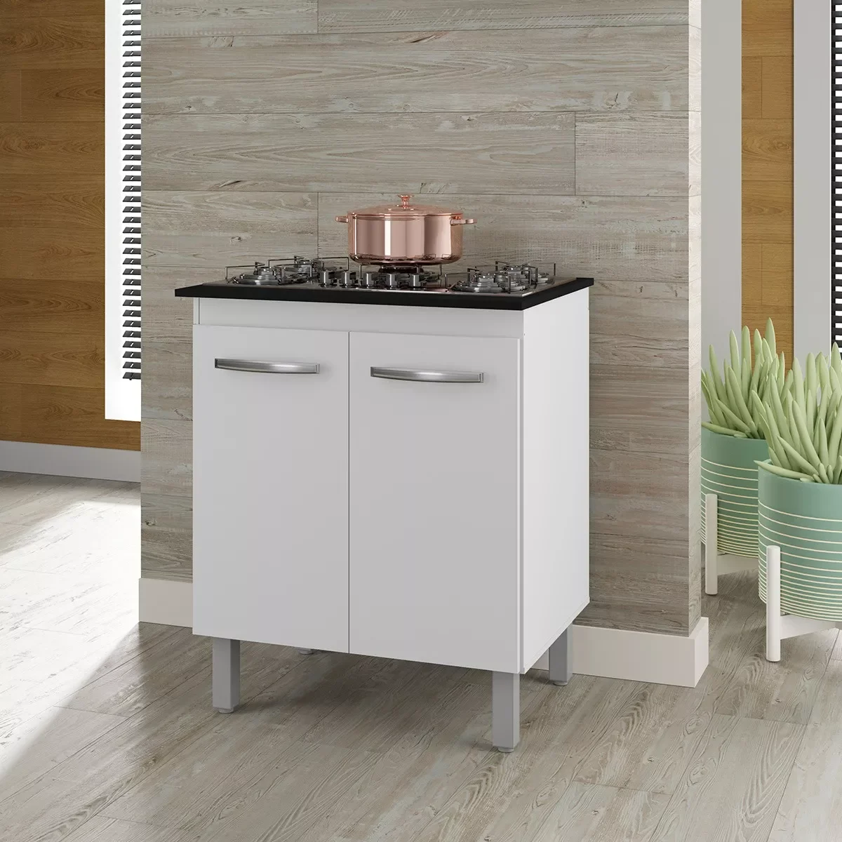 Balcao para Cooktop 4 Bocas Branco Moblis - 7