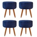 Ver imagem 1 de Combo 4 Puffs decorativos redondo pé palito-Suede Azul Marinho