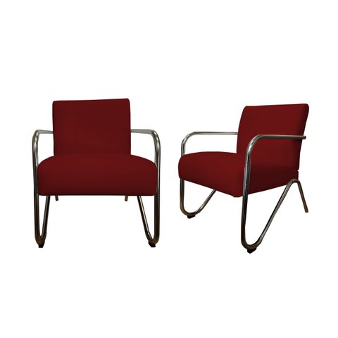 Kit 2 Poltronas Decorativa Bela Suede Marsala Braço Cromado Ms Decor